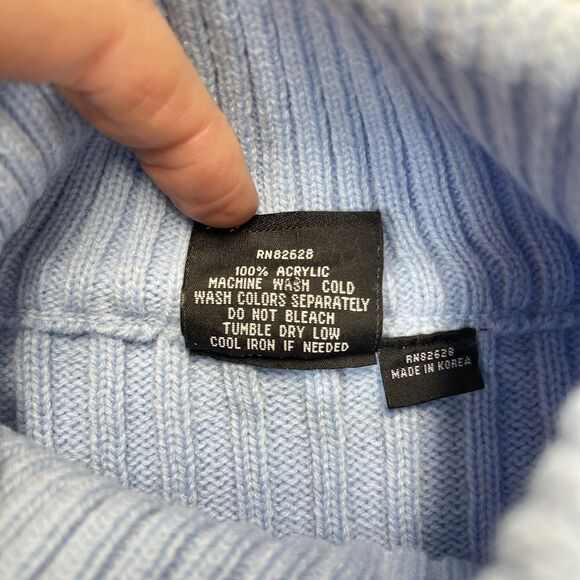 SOUTHPOLE Sweater Mens Large L Blue Pullover Ribbed Turtleneck Vintage Y2K - Picture 4 of 9